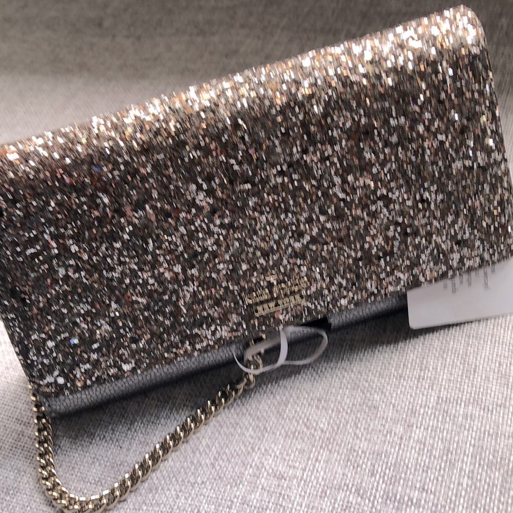 💯AUTH NWT KATE SPADE🖤GLAMOROUS WALLET/EVNING CLUTCH with CHAIN ❤️